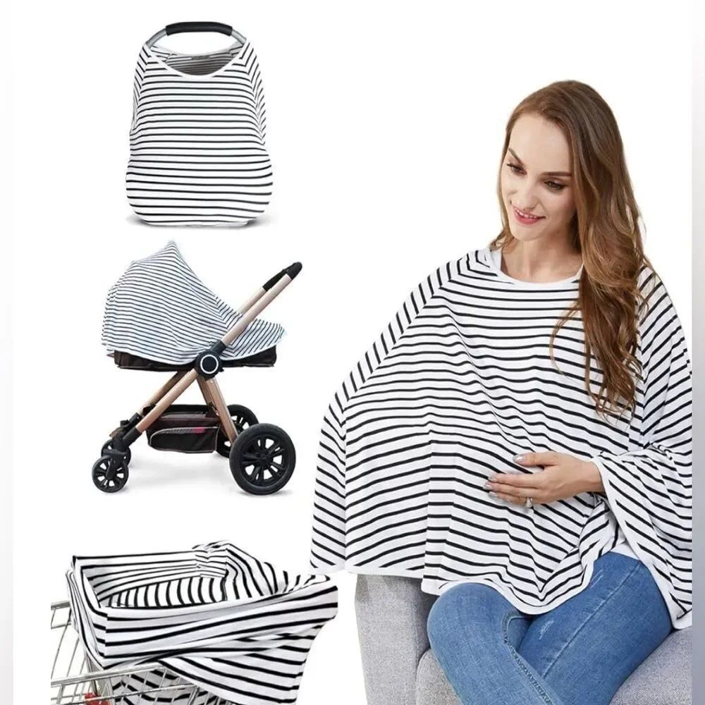 Kefee Kol Nursing Cover White Black Stripes OS